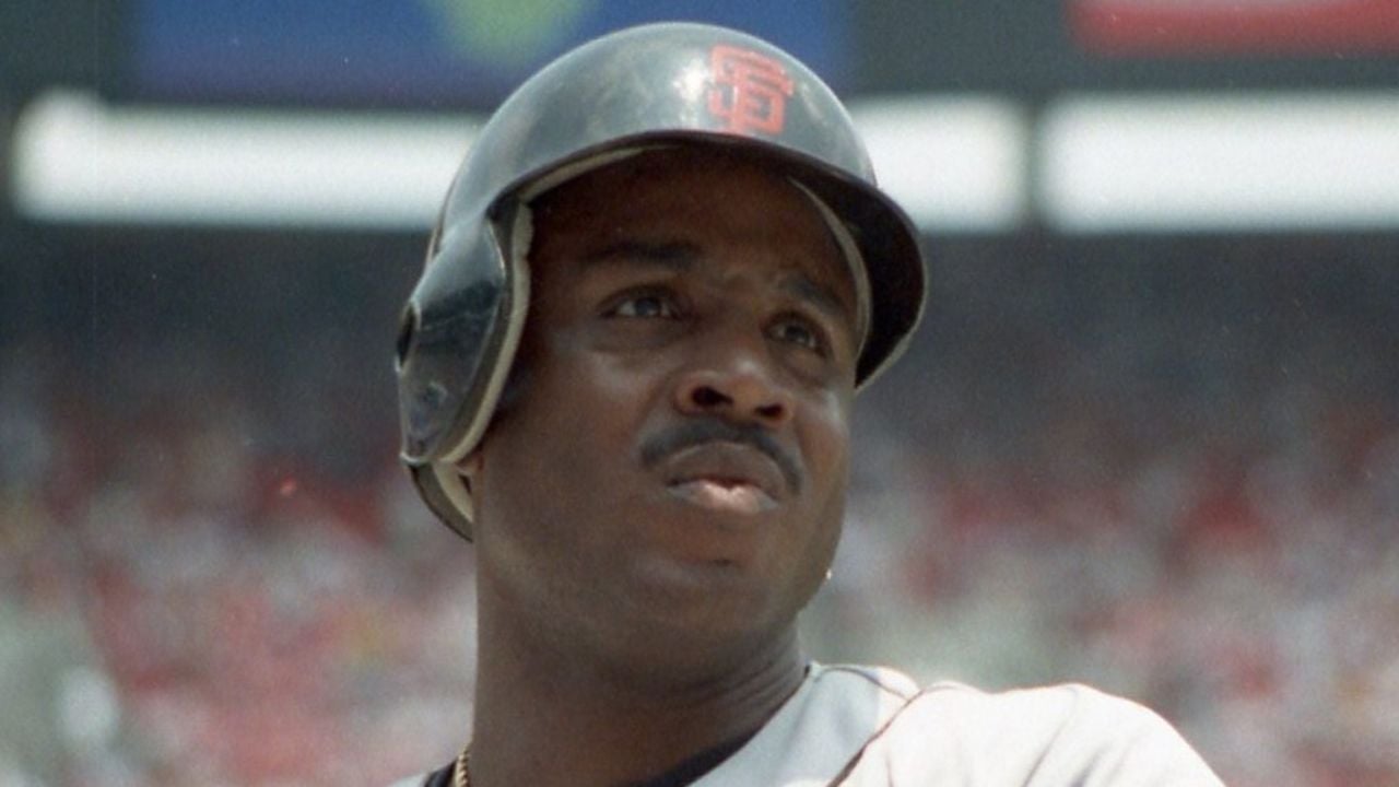 Barry Bonds on deck in 1993.