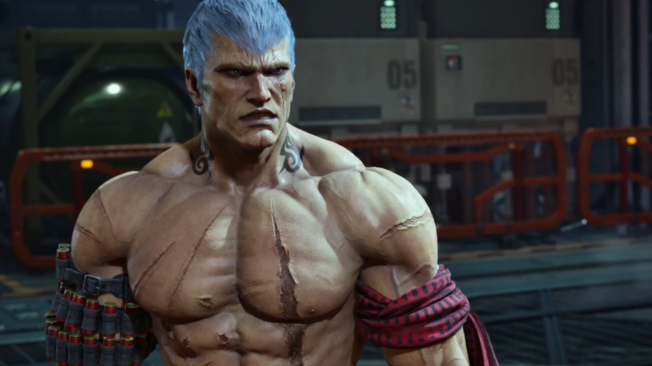 Still frame from the Bryan Fury character reveal for Tekken 8.