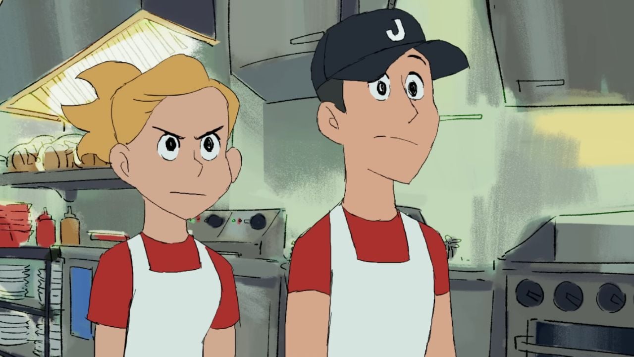 Still frame from Burger Boss created by Rachel Kim on Youtube.