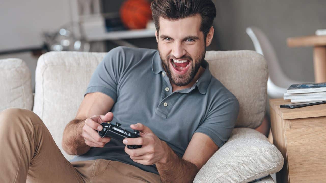 Man playing video games