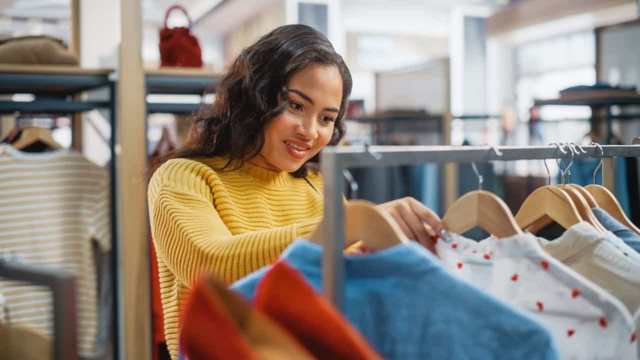 Woman shopping for clothes