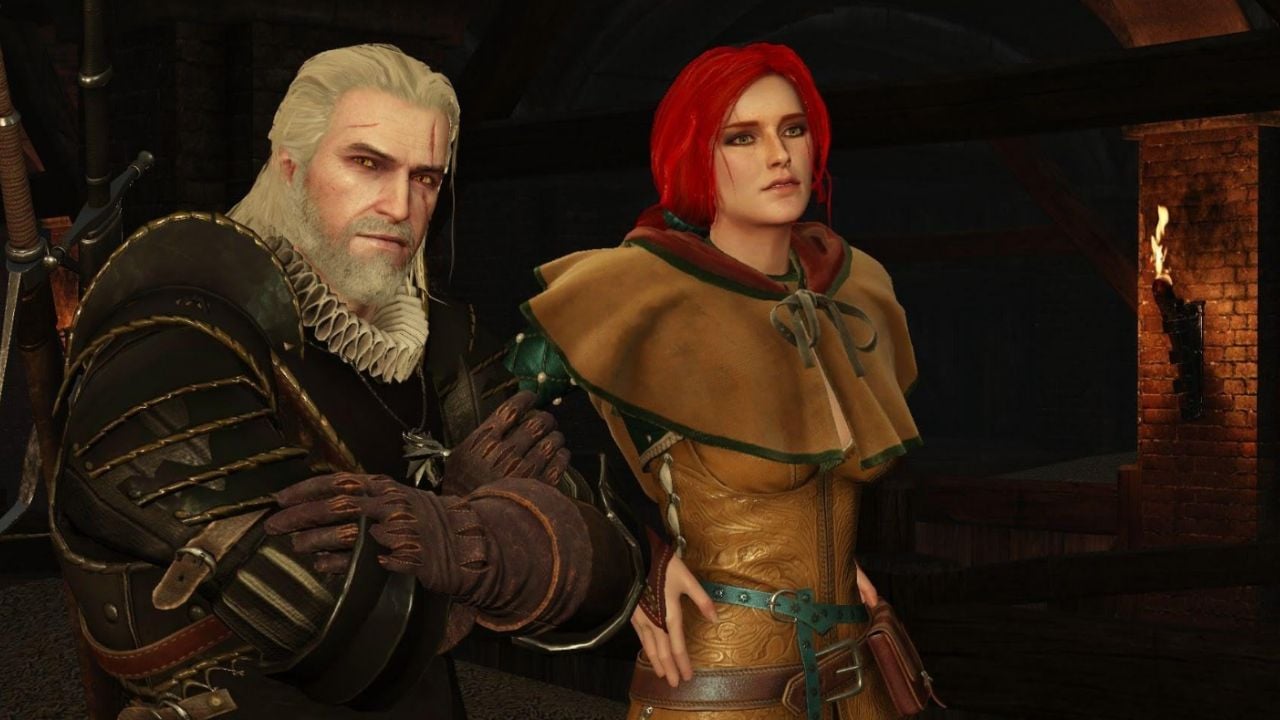 Geralt and Triss from The Witcher 3: Wild Hunt. 