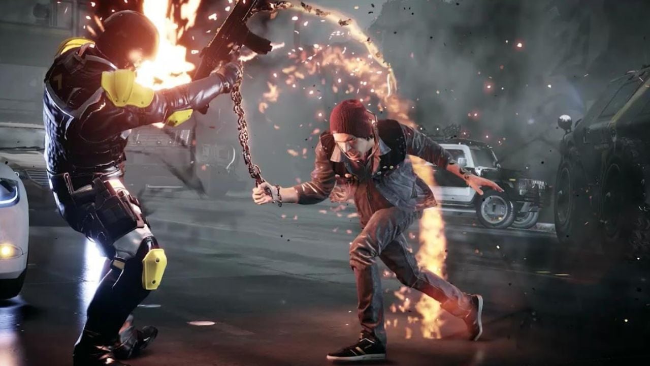 Screenshot of gameplay from Troy Baker's character in inFamous: Second Son (2014)