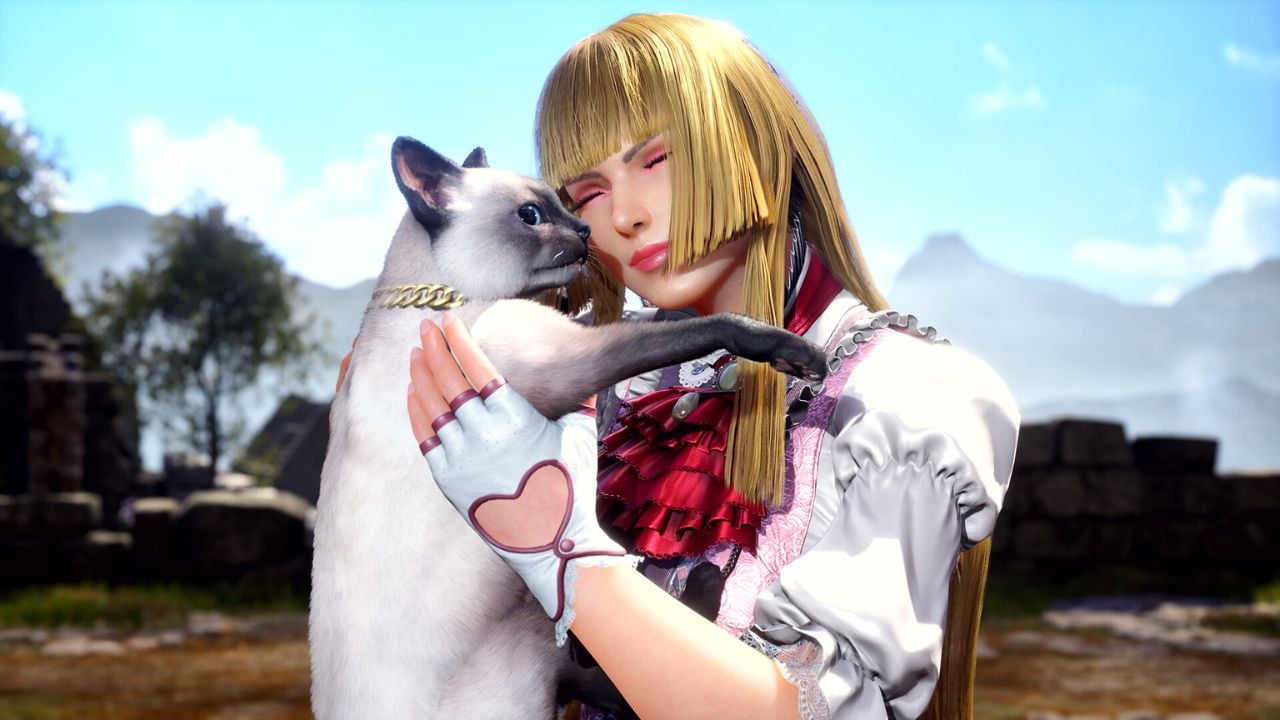 Still frame of Lili and her cat from the Tekken 8 character reveal trailer.