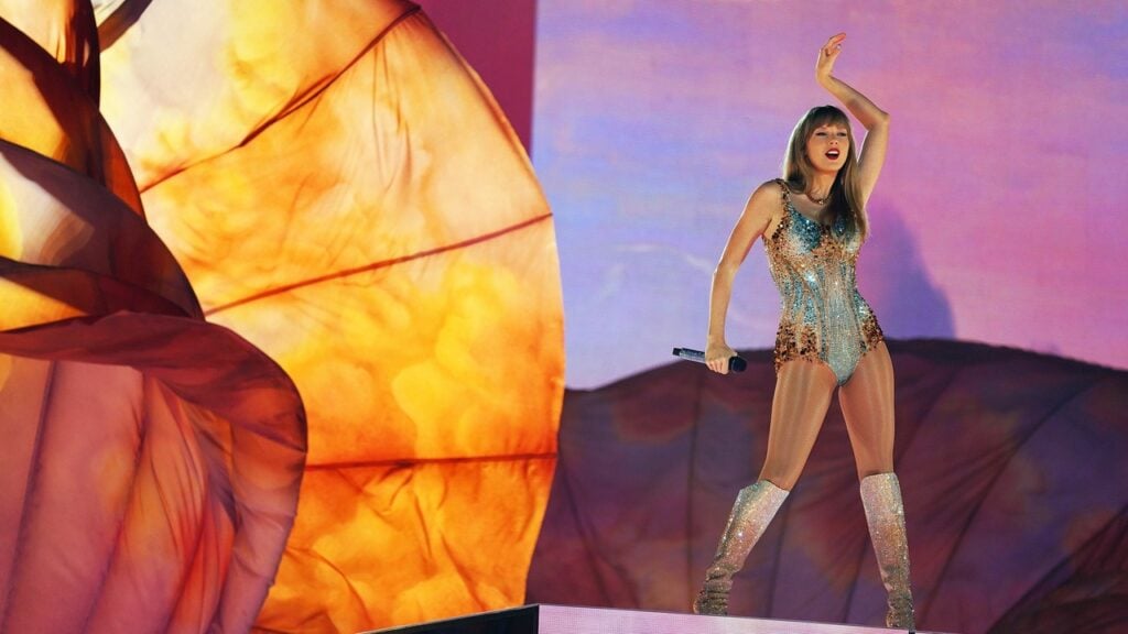 Taylor Swift performing during the Eras Tour.